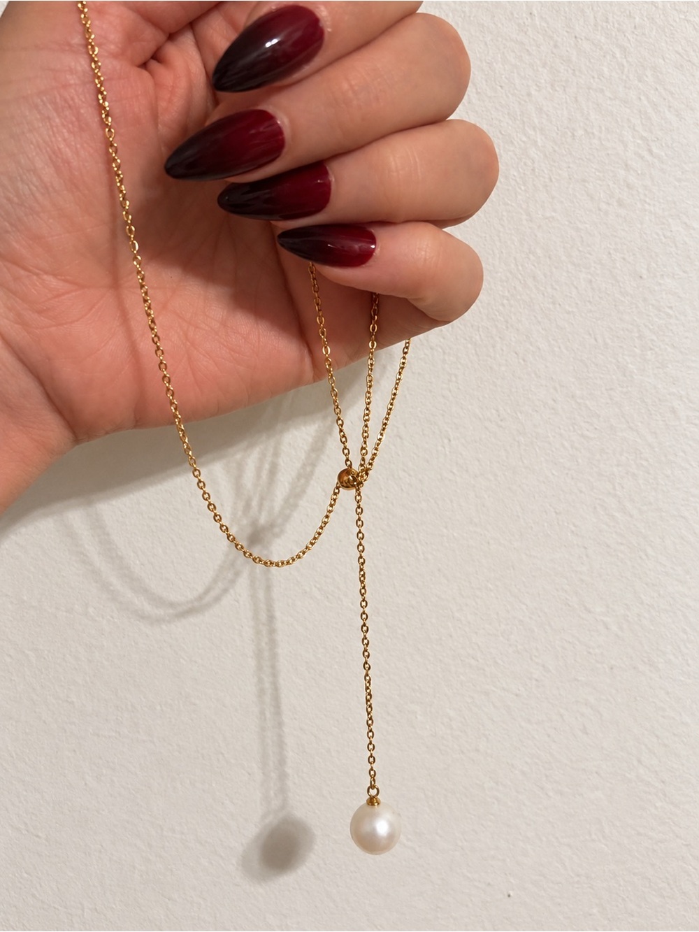 Dainty Gold Pearl Y Lariat Drop Necklace | Elegant | Women’s jewelry
